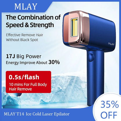 MLAY-depiladora láser T14 para hombres y mujeres, máquina de depilación IPL en frío y hielo, 500000 Flashes, 3 en 1, automática, para uso doméstico