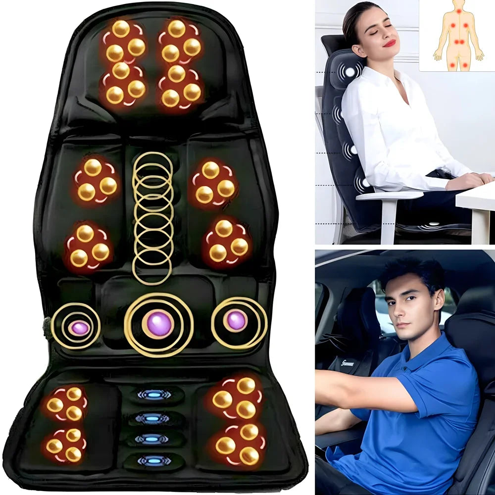 Silla masajeadora vibratoria con calefacción eléctrica portátil, cojín Lumbar para coche, hogar y oficina, para aliviar el dolor