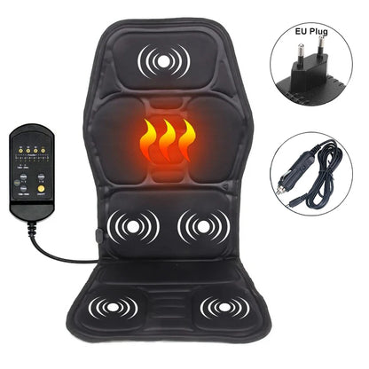 Silla masajeadora vibratoria con calefacción eléctrica portátil, cojín Lumbar para coche, hogar y oficina, para aliviar el dolor