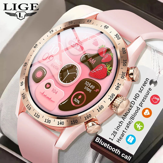 LIGE-reloj inteligente deportivo para mujer, accesorio de pulsera resistente al agua con Pantalla AMOLED de 1,28 pulgadas, conexión de llamada inalámbrica, Monitor de salud