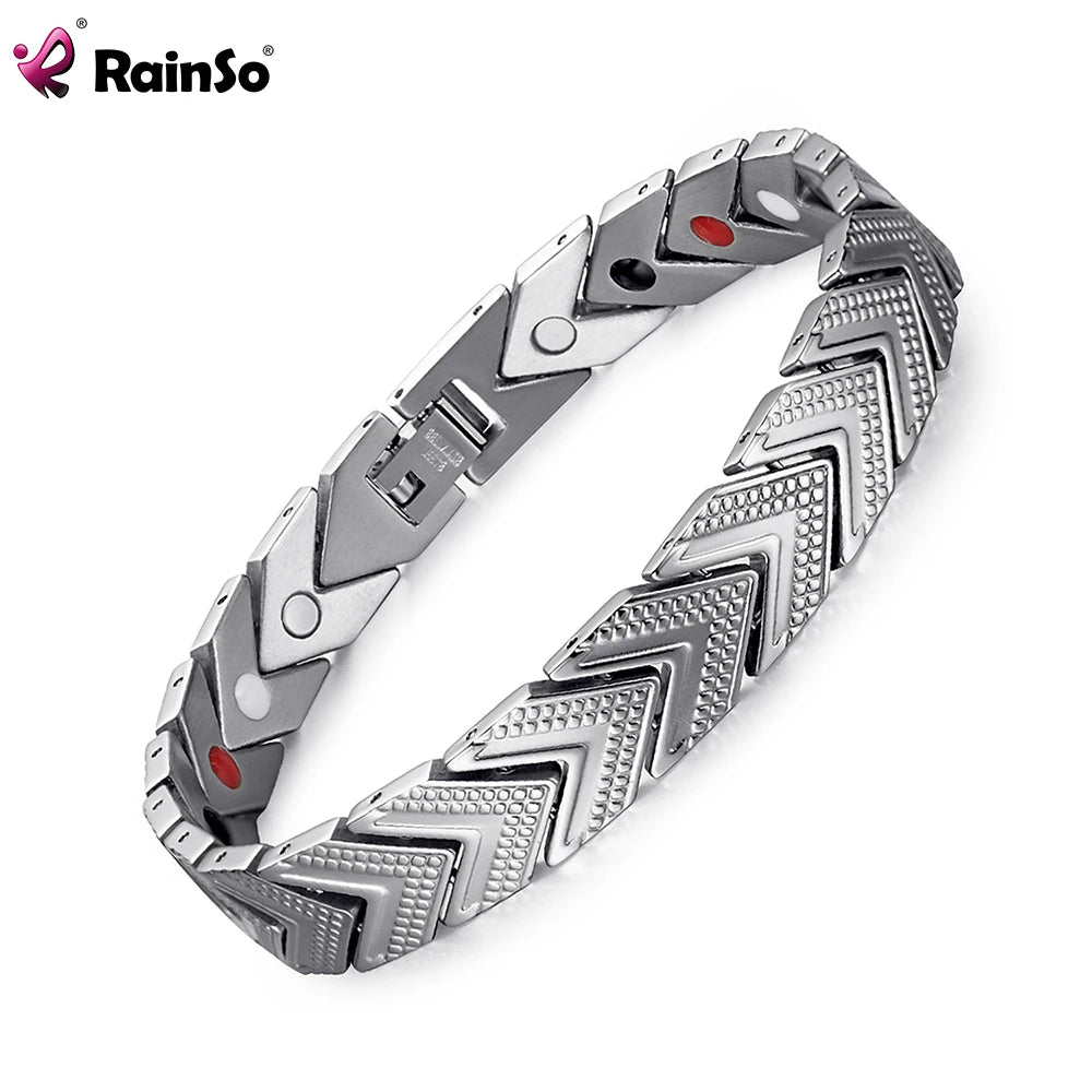 Pulsera magnética Rainso Health para mujer, gran oferta, pulsera bioenergética de acero inoxidable