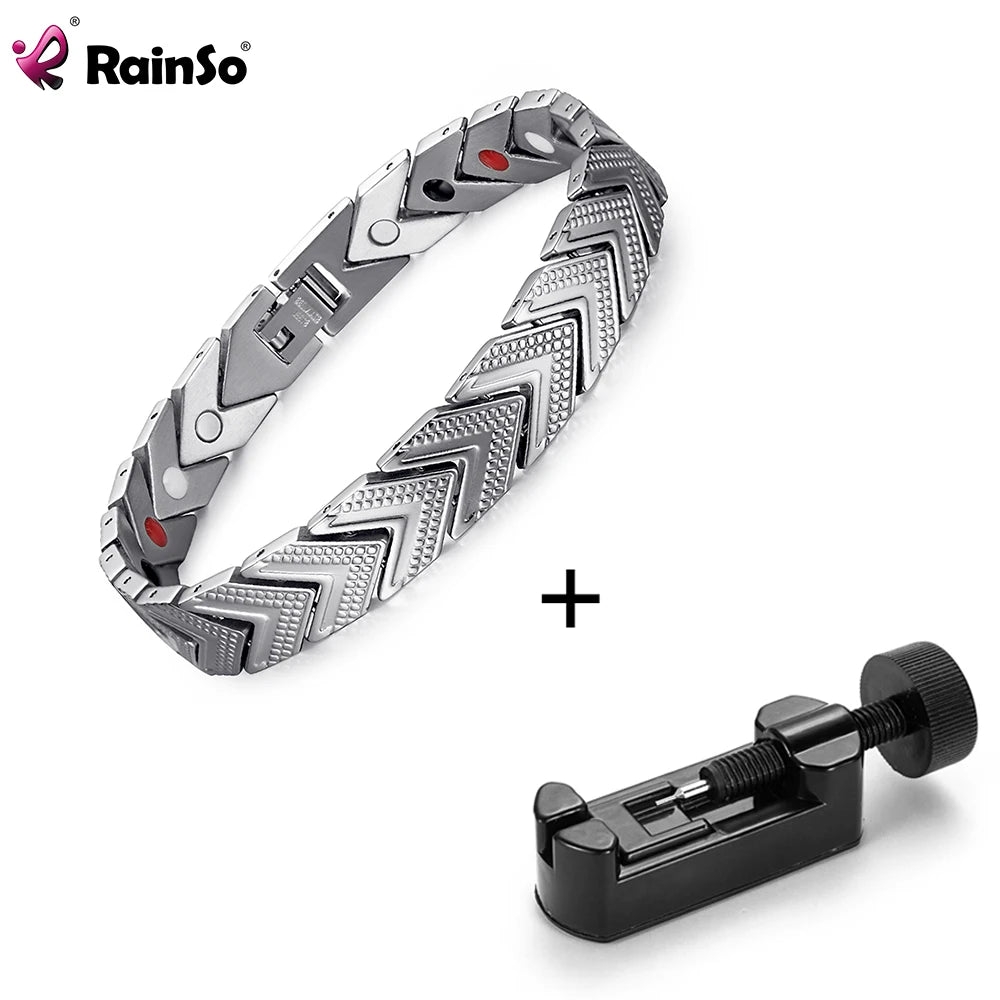 Pulsera magnética Rainso Health para mujer, gran oferta, pulsera bioenergética de acero inoxidable