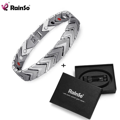 Pulsera magnética Rainso Health para mujer, gran oferta, pulsera bioenergética de acero inoxidable