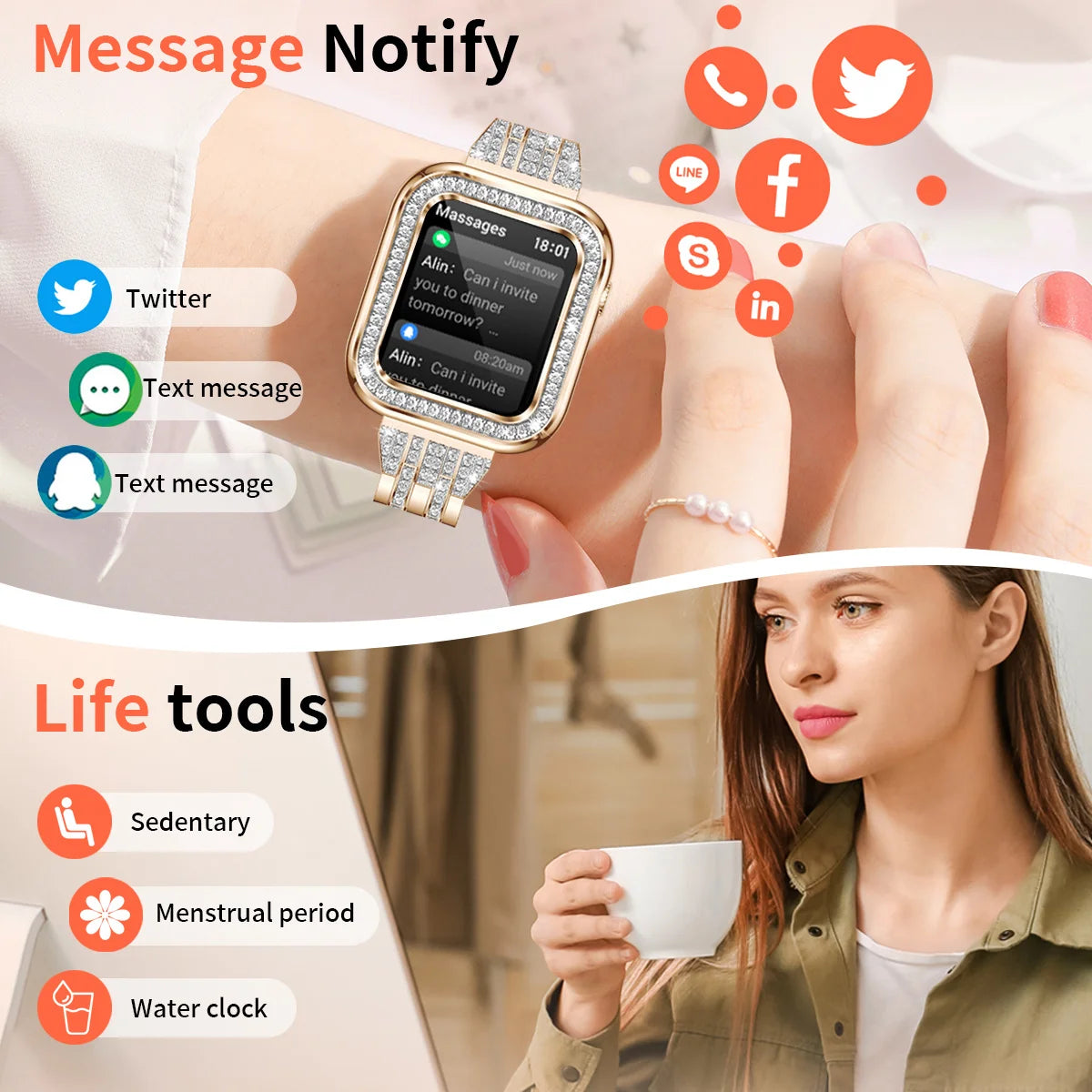 LIGE-reloj inteligente para mujer, accesorio de pulsera resistente al agua con llamadas, Bluetooth, presión arterial, oxígeno, Monitor de salud, compatible con Android e iOS