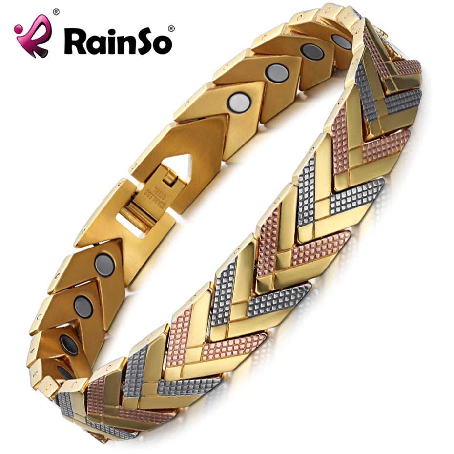 Pulsera magnética Rainso Health para mujer, gran oferta, pulsera bioenergética de acero inoxidable