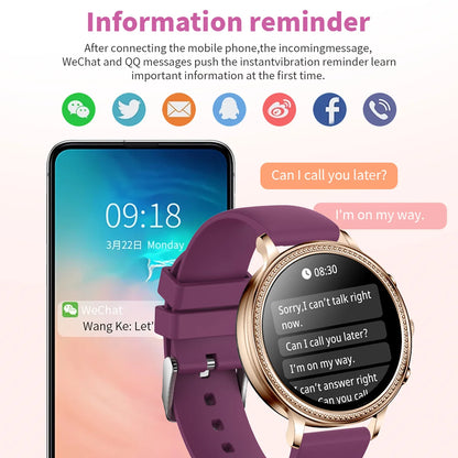 LIGE-reloj inteligente deportivo para mujer, accesorio de lujo con Bluetooth, llamadas, teléfono conectado, Monitor de salud