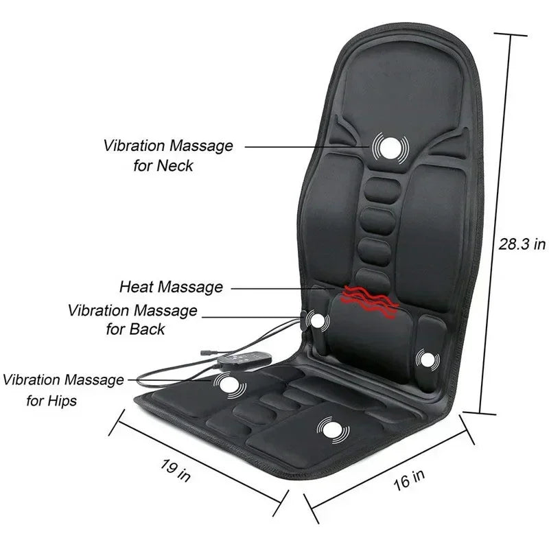 Silla masajeadora vibratoria con calefacción eléctrica portátil, cojín Lumbar para coche, hogar y oficina, para aliviar el dolor