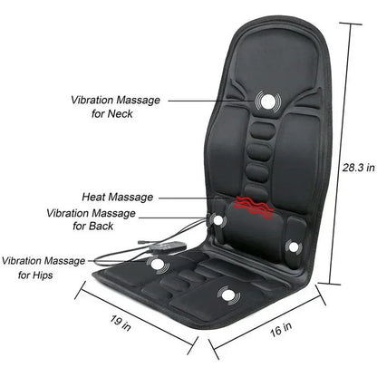 Silla masajeadora vibratoria con calefacción eléctrica portátil, cojín Lumbar para coche, hogar y oficina, para aliviar el dolor