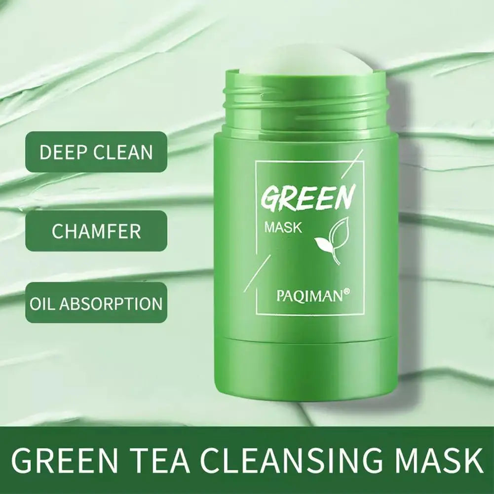 Mascarilla de limpieza sólida de té verde, máscara hidratante con película de barro para eliminar puntos negros, acné y manchas