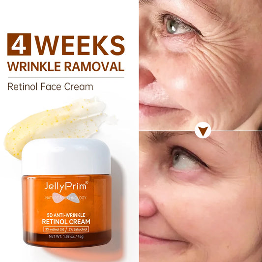 Crema Facial de Retinol antiarrugas, vitamina E, eliminación de líneas finas, ácido hialurónico, hidratante